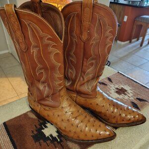 Full Quill Ostrich Nocona Vintage Pointy Toe Mens 11.5 D Cowboy Boot made in USA